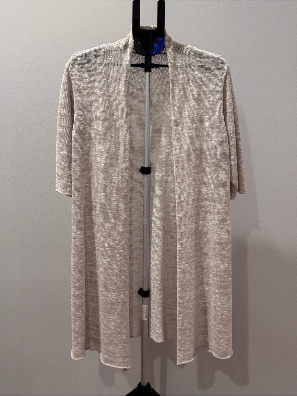 Eileen Fisher Light Beige Linen Blend Open-Front Duster Cardigan - Size XL